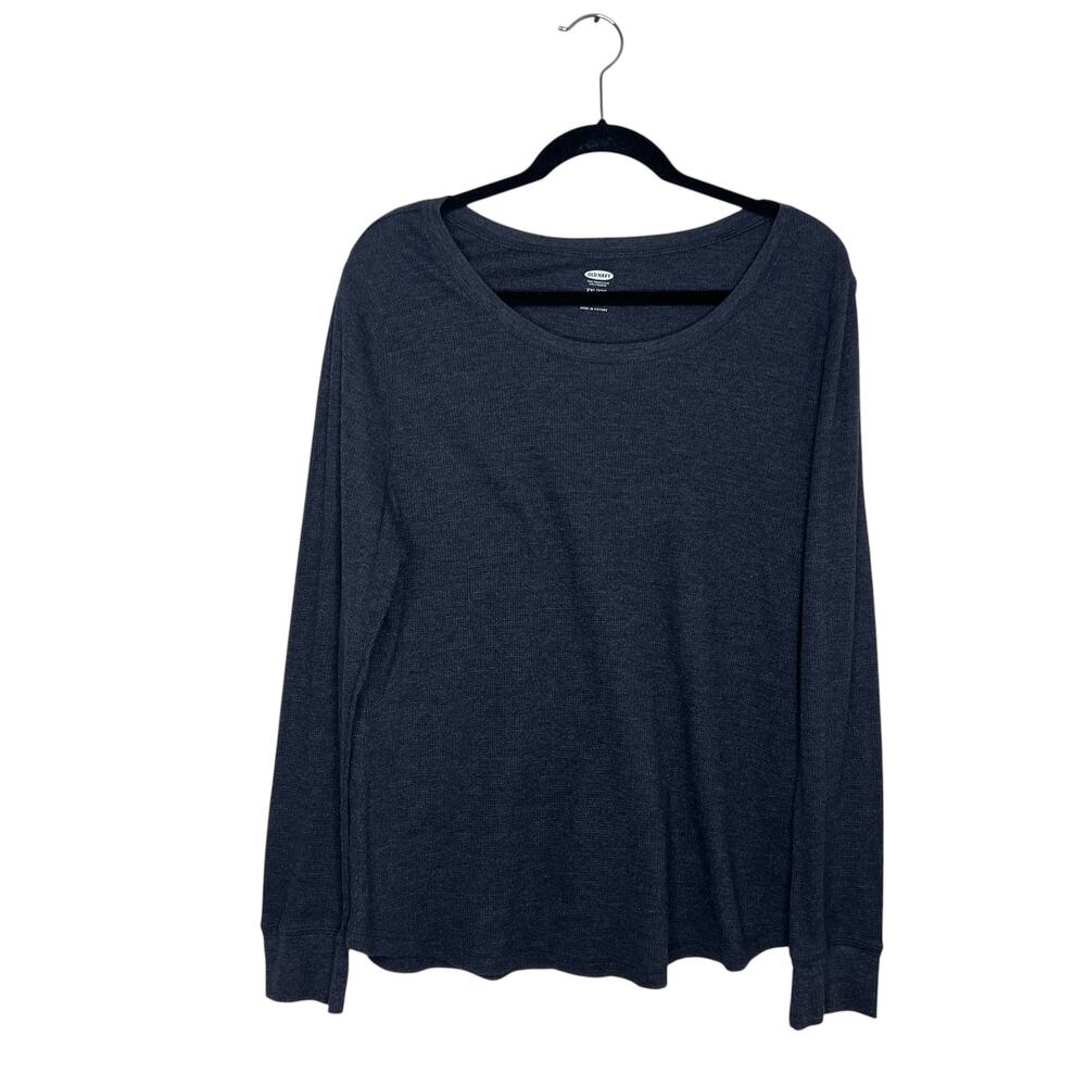 Old Navy Gray Waffle Knit Long Sleeve Fitted Shirt Size XXL